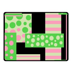 Green And Pink Collage Fleece Blanket (small) by Valentinaart