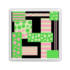 Green And Pink Collage Memory Card Reader (square)  by Valentinaart