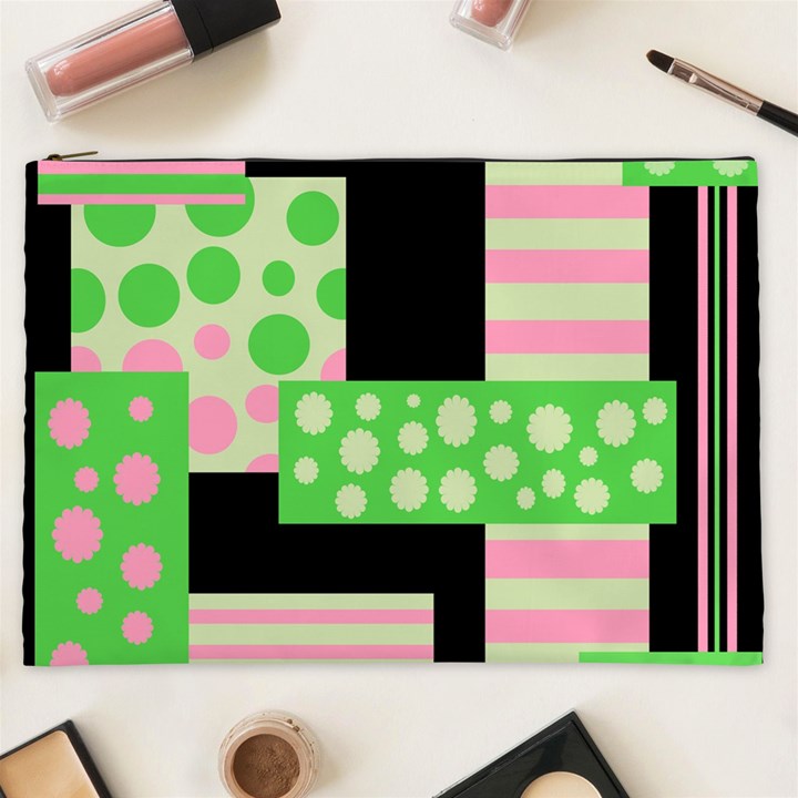 Green and pink collage Cosmetic Bag (XXL) 