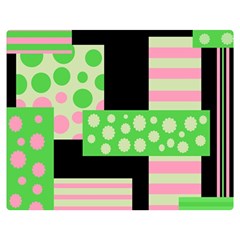 Green And Pink Collage Double Sided Flano Blanket (medium)  by Valentinaart