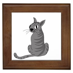 Gray cat Framed Tiles