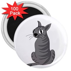 Gray cat 3  Magnets (100 pack)