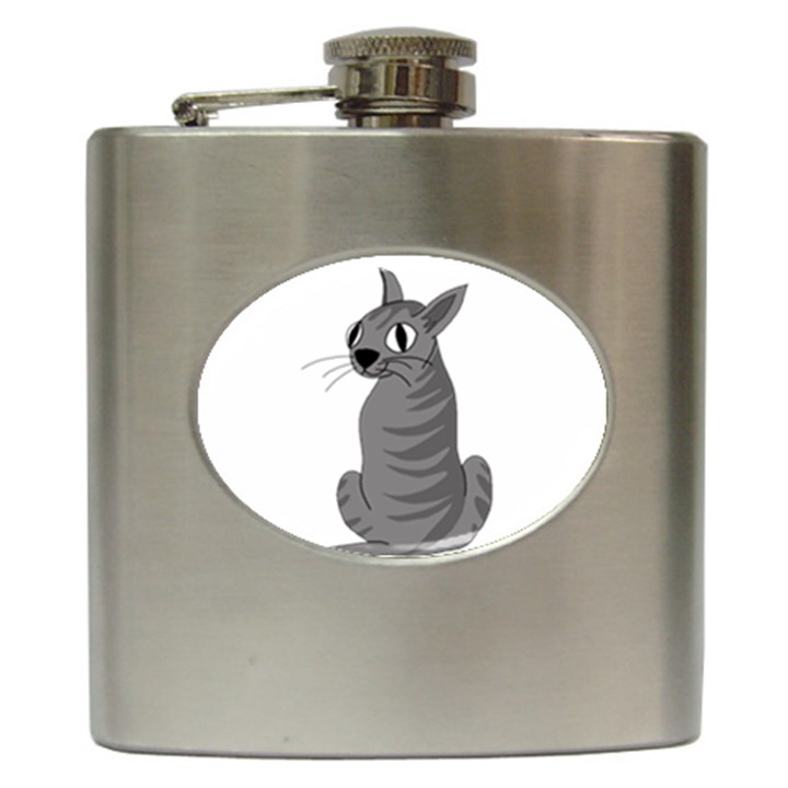 Gray cat Hip Flask (6 oz)