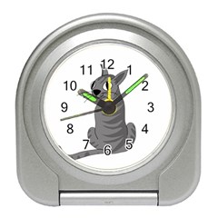 Gray cat Travel Alarm Clocks