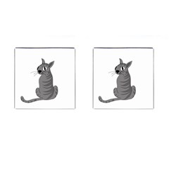 Gray Cat Cufflinks (square) by Valentinaart