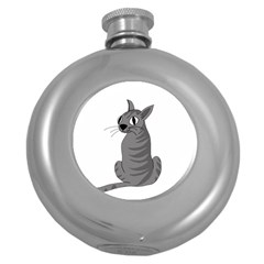 Gray cat Round Hip Flask (5 oz)