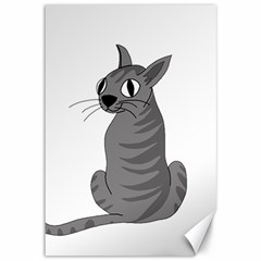 Gray cat Canvas 12  x 18  