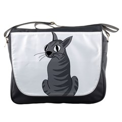 Gray Cat Messenger Bags by Valentinaart