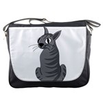 Gray cat Messenger Bags Front