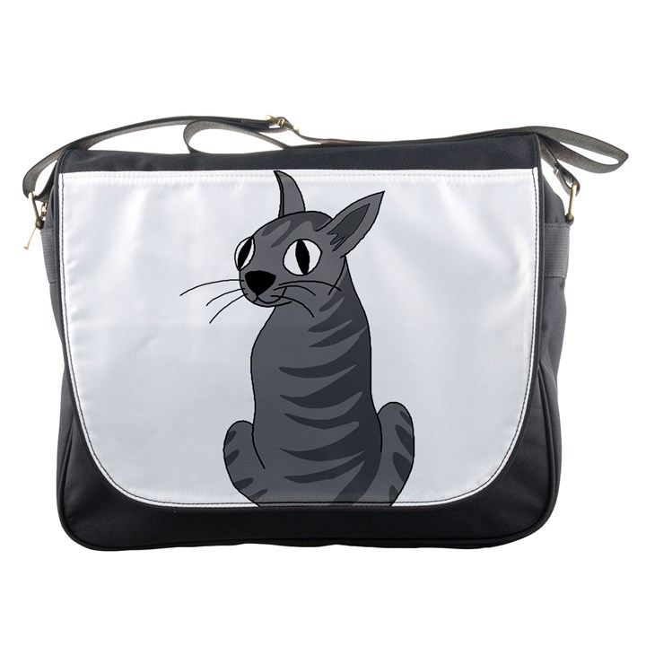 Gray cat Messenger Bags