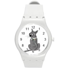 Gray cat Round Plastic Sport Watch (M)