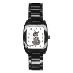 Gray cat Stainless Steel Barrel Watch