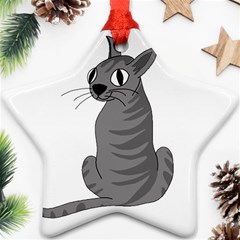 Gray Cat Ornament (star)  by Valentinaart