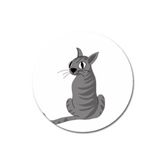 Gray Cat Magnet 3  (round) by Valentinaart