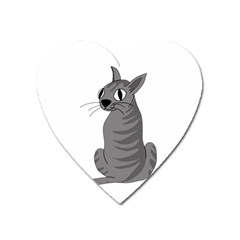 Gray Cat Heart Magnet by Valentinaart