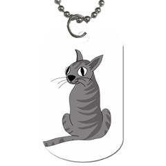 Gray Cat Dog Tag (two Sides) by Valentinaart