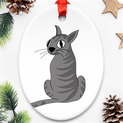 Gray Cat Oval Ornament (two Sides) by Valentinaart