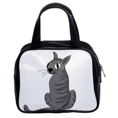 Gray Cat Classic Handbags (2 Sides) by Valentinaart