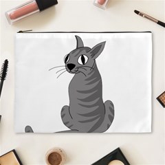 Gray Cat Cosmetic Bag (xl) by Valentinaart