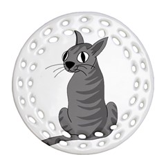 Gray Cat Round Filigree Ornament (2side) by Valentinaart