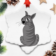 Gray Cat Snowflake Ornament (2-side) by Valentinaart