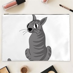 Gray Cat Cosmetic Bag (xxl)  by Valentinaart