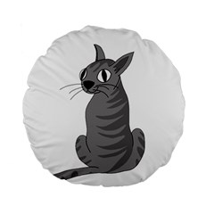 Gray Cat Standard 15  Premium Round Cushions by Valentinaart