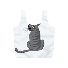 Gray Cat Full Print Recycle Bags (s)  by Valentinaart