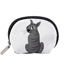 Gray Cat Accessory Pouches (small)  by Valentinaart