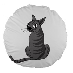 Gray Cat Large 18  Premium Flano Round Cushions by Valentinaart