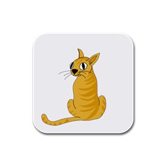 Yellow Cat Rubber Square Coaster (4 Pack)  by Valentinaart