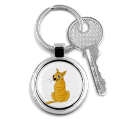 Yellow Cat Key Chains (round)  by Valentinaart