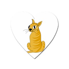 Yellow Cat Heart Magnet by Valentinaart