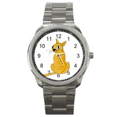 Yellow Cat Sport Metal Watch by Valentinaart