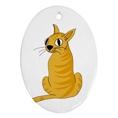 Yellow Cat Oval Ornament (two Sides) by Valentinaart