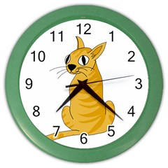 Yellow Cat Color Wall Clocks by Valentinaart