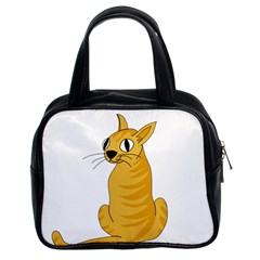 Yellow Cat Classic Handbags (2 Sides) by Valentinaart