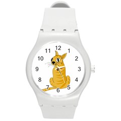 Yellow Cat Round Plastic Sport Watch (m) by Valentinaart