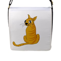 Yellow Cat Flap Messenger Bag (l)  by Valentinaart