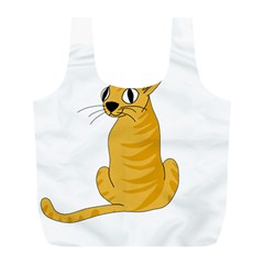 Yellow Cat Full Print Recycle Bags (l)  by Valentinaart