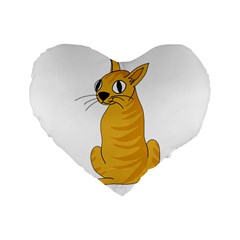 Yellow Cat Standard 16  Premium Flano Heart Shape Cushions by Valentinaart