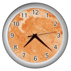 Rose Gold Marble Stone Print Wall Clocks (silver)  by Dushan