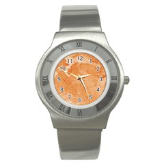 Rose Gold Marble Stone Print Stainless Steel Watch by Dushan