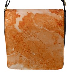 Rose Gold Marble Stone Print Flap Messenger Bag (s) by Dushan