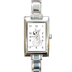 White Cat  Rectangle Italian Charm Watch by Valentinaart