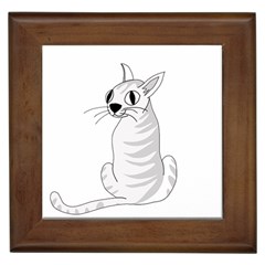 White Cat  Framed Tiles by Valentinaart