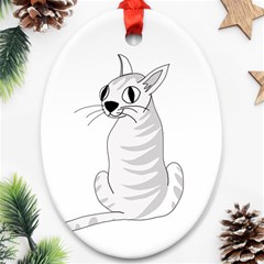 White Cat  Ornament (oval)  by Valentinaart