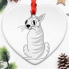 White Cat  Ornament (heart)  by Valentinaart