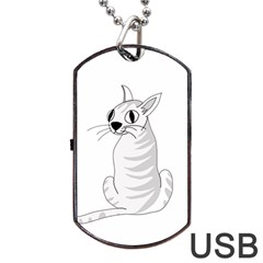 White Cat  Dog Tag Usb Flash (two Sides)  by Valentinaart