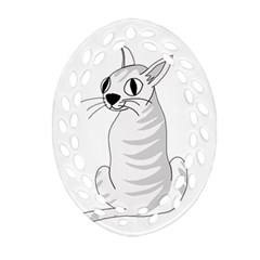 White Cat  Ornament (oval Filigree)  by Valentinaart